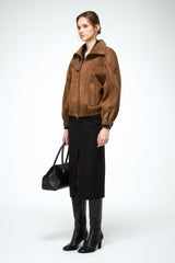 May – Tabakfarbene Lederjacke