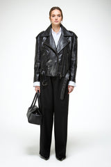 Alessia - Schwarze Ledermantel