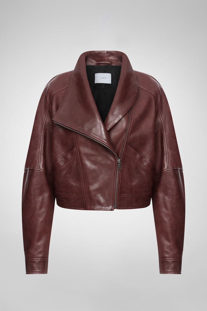 Lavinia - Cherry Leather Jacket