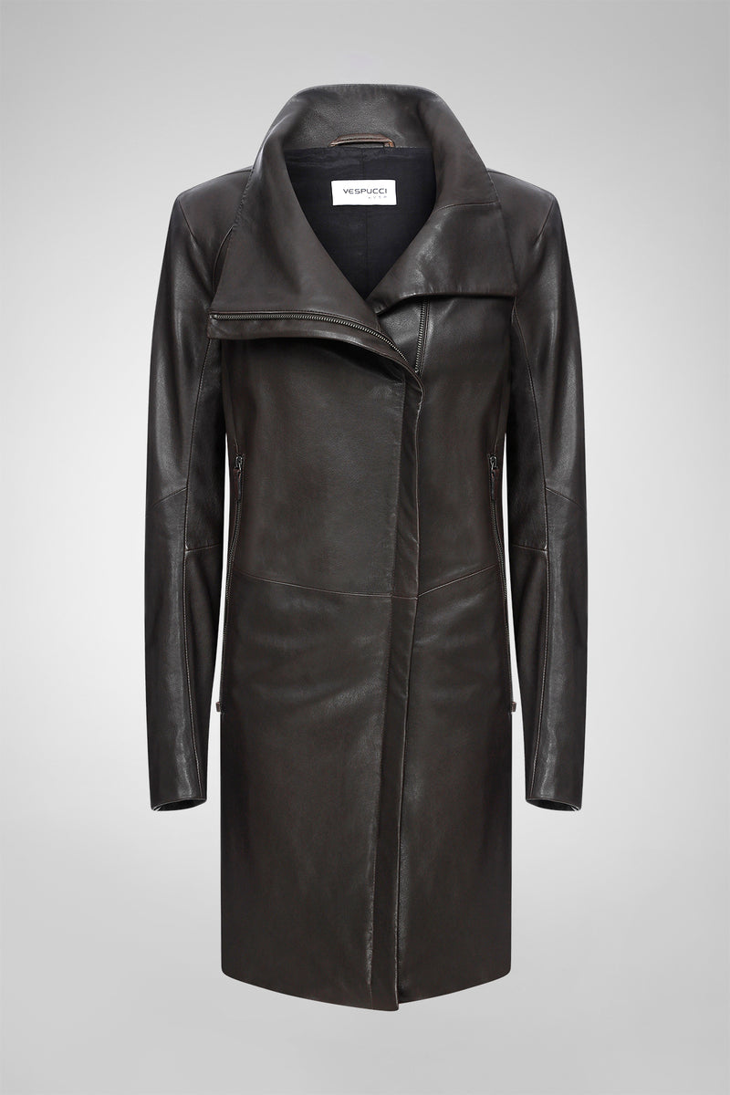 Claudia - Brown Leather Coat