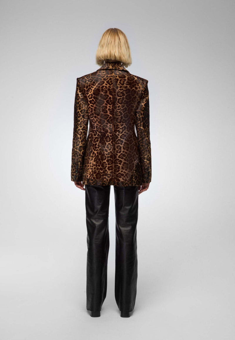 Oceane - Brauner Leopard Lederjacke