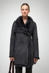 VSP - Kristell - Toscana Anthracite Suede Shearling Coat