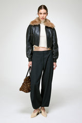 Leonor - Dunkelbraune Lederjacke