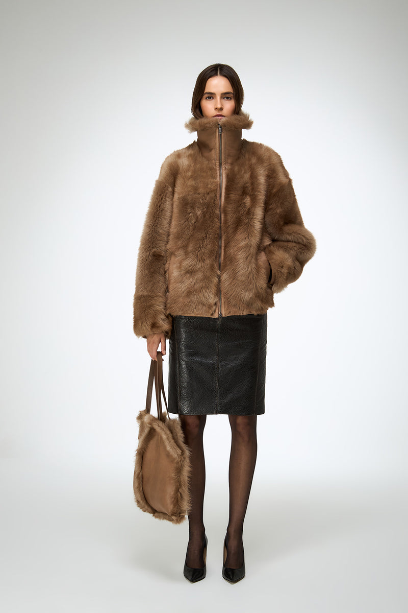 Bea - Sand Shearling Jacket