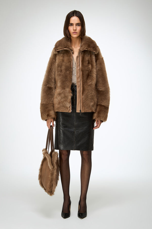 Bea - Sand Shearling Jacket