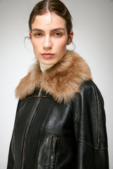 Leonor - Dunkelbraune Lederjacke