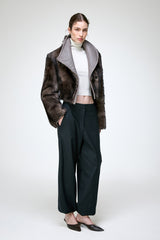 Ashley - Graue Lammfelljacke