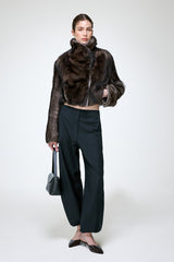 Ashley - Graue Lammfelljacke