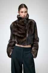 Ashley - Graue Lammfelljacke