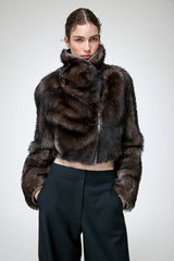 Ashley - Graue Lammfelljacke