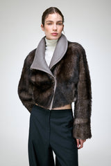 Ashley - Graue Lammfelljacke