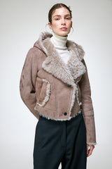 Ida - Steinfarbene Lammfelljacke