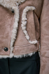 Ida - Steinfarbene Lammfelljacke