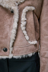 Ida - Steinfarbene Lammfelljacke