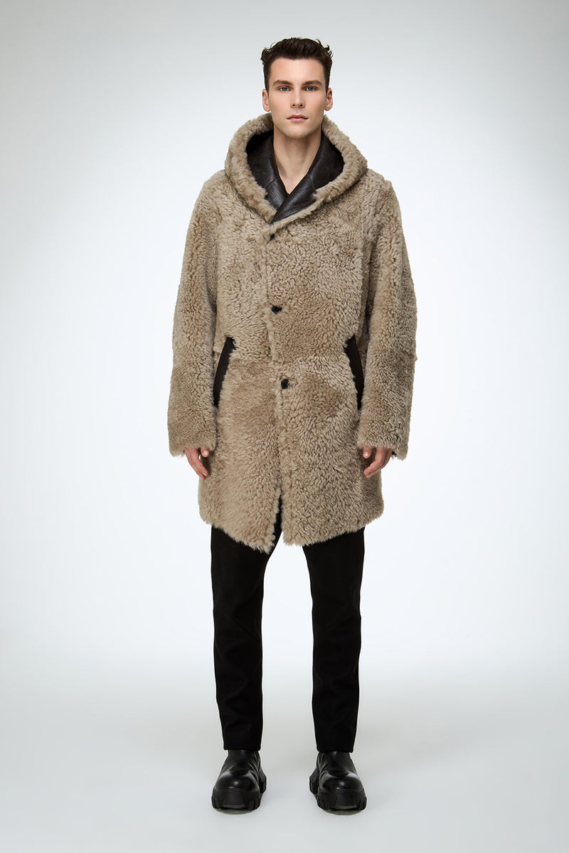 Fabio - Stone Shearling Coat