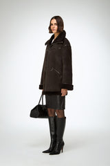 Dina - Dark Brown Shearling Coat