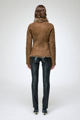 Adila - Olivgrüne Lammfelljacke