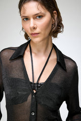 Teresa - Schwarzes Baumwollhemd