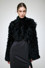 Ella - Schwarze Lammfelljacke