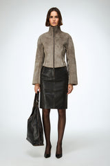 Serra - Grey Leather Jacket