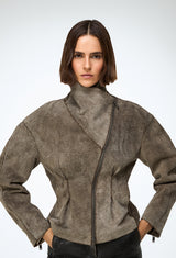 Briana - Grey Leather Jacket