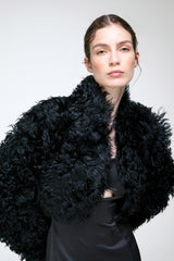 Ella - Schwarze Lammfelljacke
