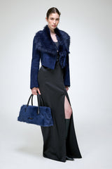 Yva - Blaue Lammfelljacke