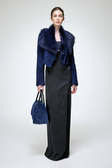 Yva - Blaue Lammfelljacke