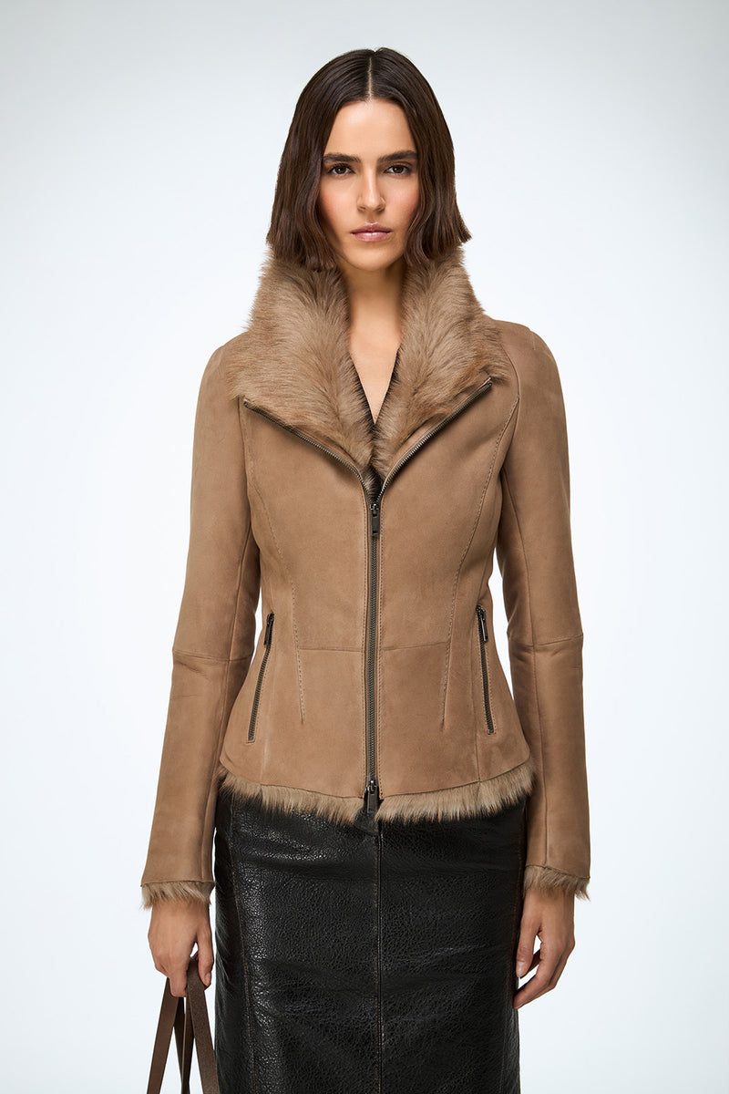 Vittoria - Sand Shearling Jacket