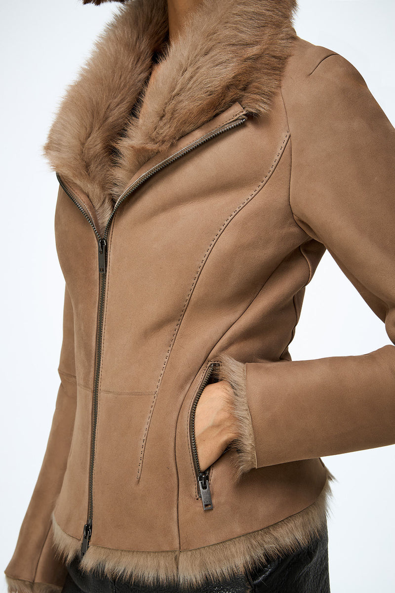 Vittoria - Sand Shearling Jacket