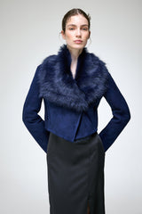Yva - Blaue Lammfelljacke