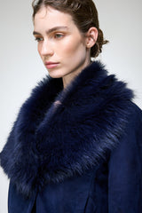 Yva - Blaue Lammfelljacke
