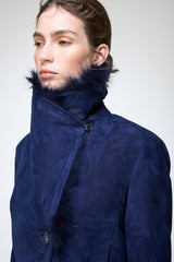 Yva - Blaue Lammfelljacke