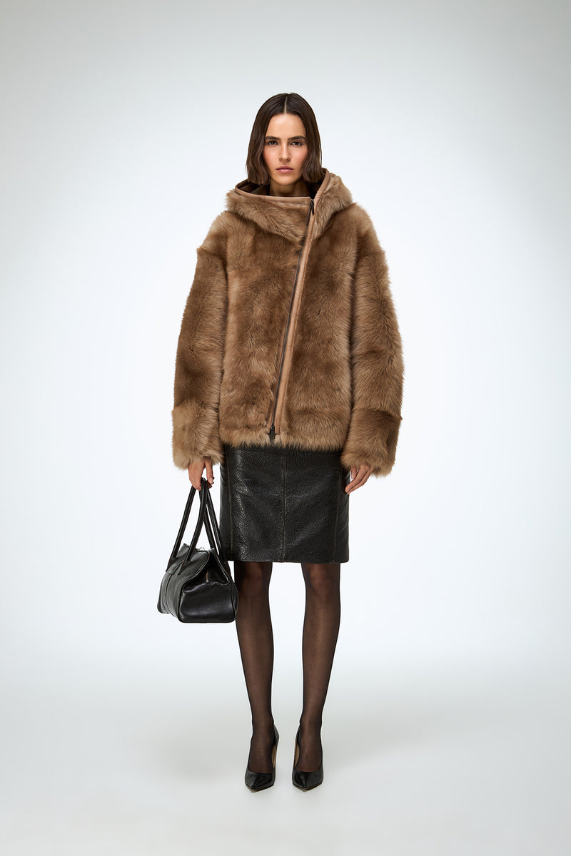 Linda - Sand Shearling Jacket