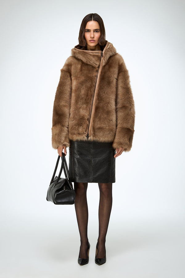 Linda - Sand Shearling Jacket