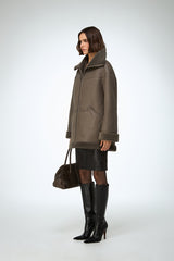 Dina - Stone Shearling Coat