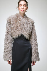 Ella - Graue Lammfelljacke