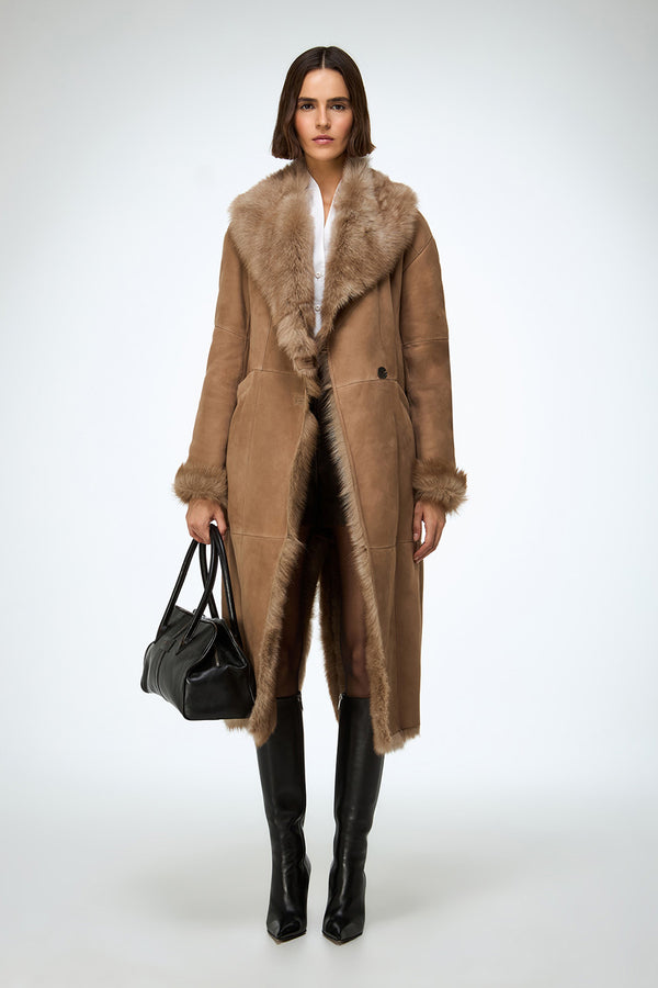 Rosanna - Sand Shearling Coat