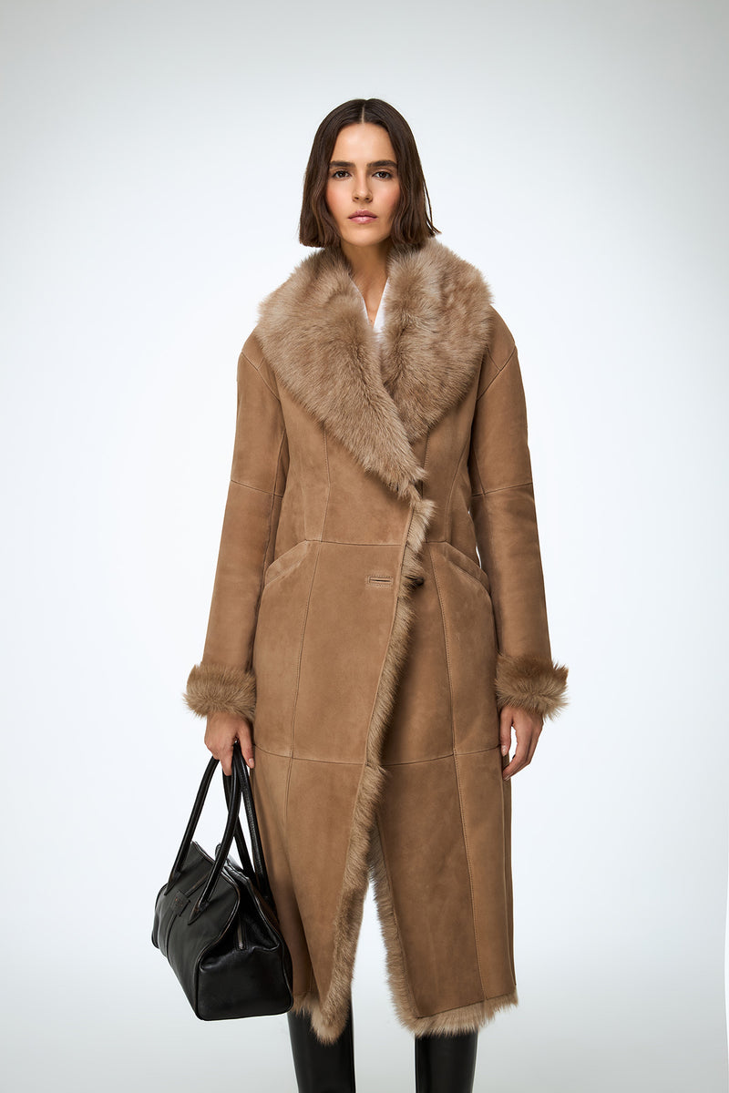 Rosanna - Sand Shearling Coat