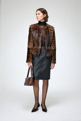 Anna - Dunkelbraune Lammfelljacke