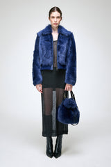 Thora - Blaue Lammfelljacke