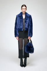 Thora - Blaue Lammfelljacke
