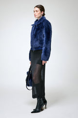 Thora - Blaue Lammfelljacke