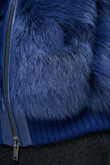 Thora - Blaue Lammfelljacke
