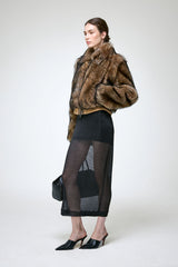 Thora - Dunkelbraune Lammfelljacke