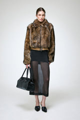 Thora - Dunkelbraune Lammfelljacke