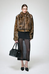 Thora - Dunkelbraune Lammfelljacke