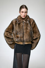 Thora - Dunkelbraune Lammfelljacke