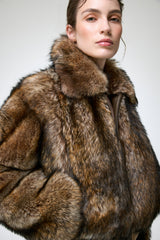 Thora - Dunkelbraune Lammfelljacke