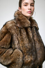 Thora - Dunkelbraune Lammfelljacke